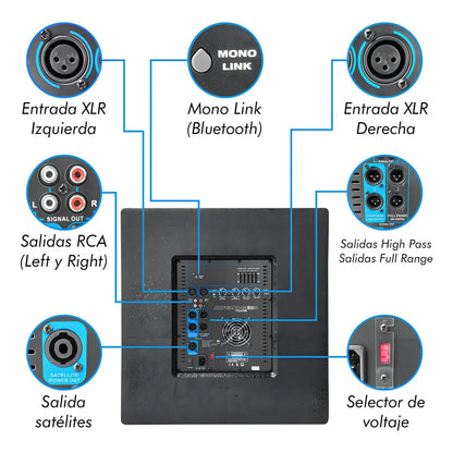 Sistema Profesional De Audio Lineal 1300w Saturno18 Steelpro Color Negro