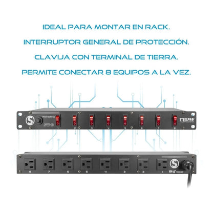 Steelpro - Barra Multicontacto 8 Interruptores - 127v Sw-8