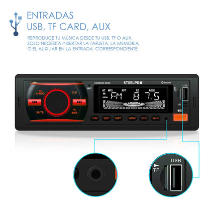 Steelpro Kit Autoestereo Bluetooth Bocina 6x9 Y Bocinas 6.5