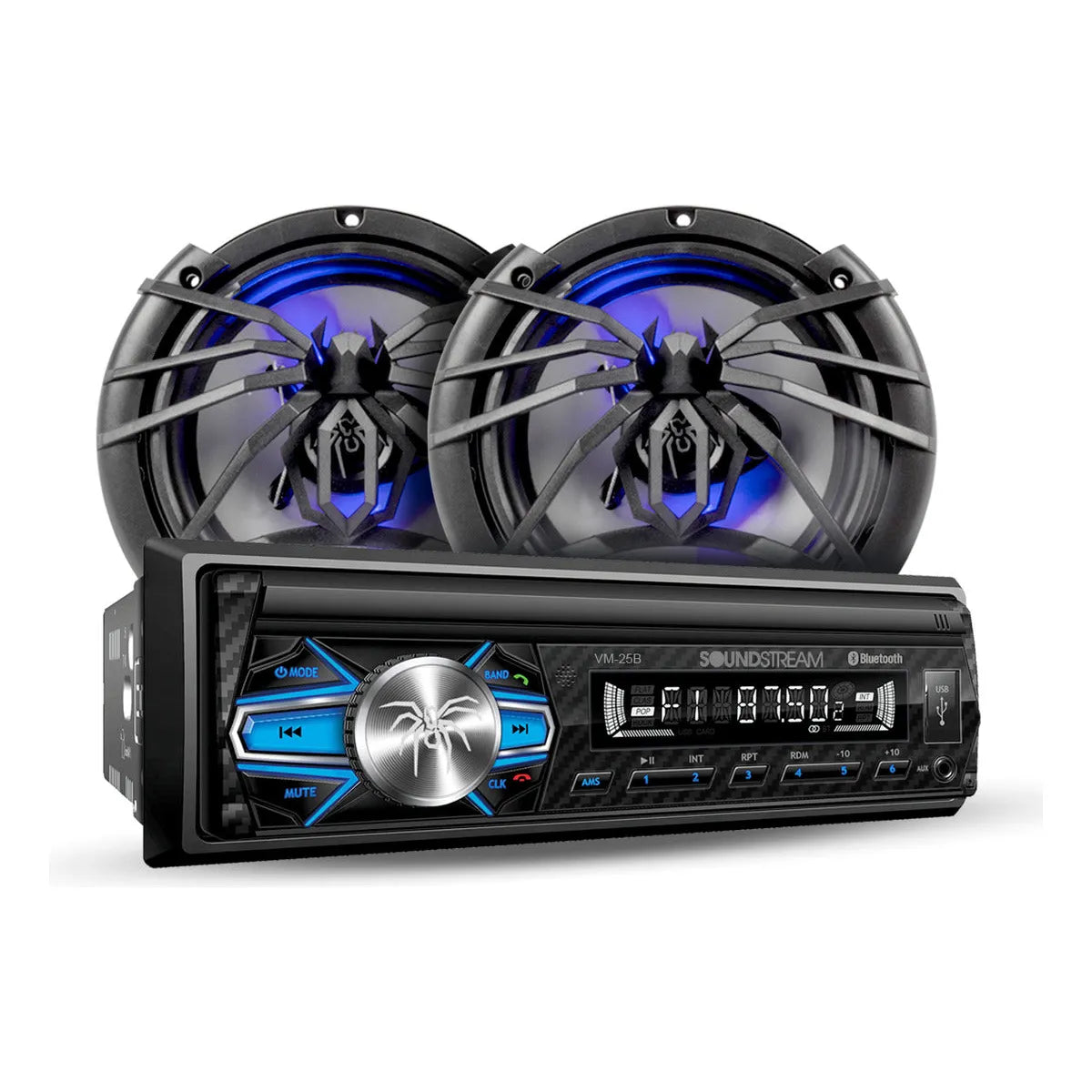 Steelpro Kit Autoestereo Bluetooth Y Bocinas 6.5 Steelpro