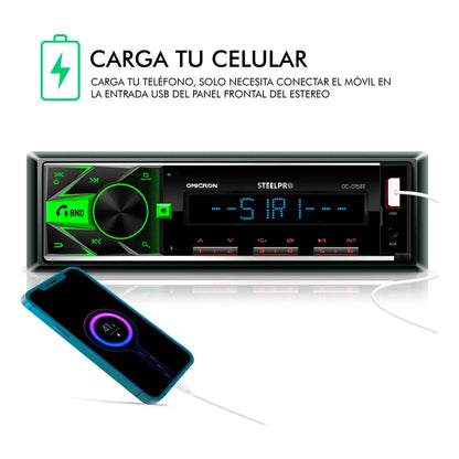 Steelpro Kit Autoestereo Bluetooth Y Bocinas 6.5 Usb-sd Card