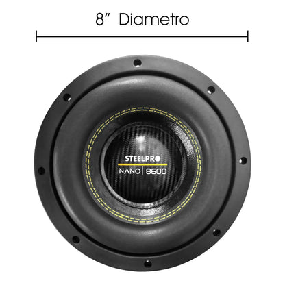 Subwoofer 8puLG Steelpro Nano8600 2500w Doble Bobina Color Negro