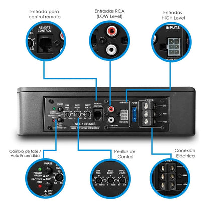 Subwoofer Amplificado 10 Autopower 800w By Steelpro Color Negro