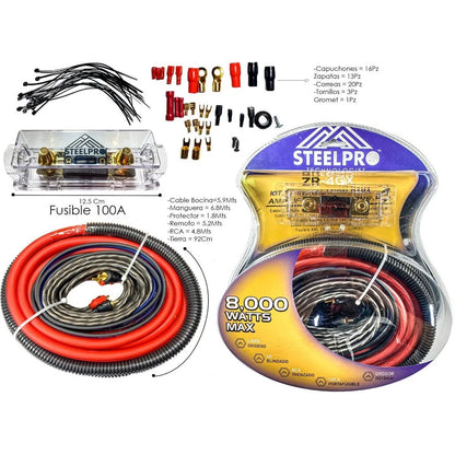 Subwoofer Amplificado 10' Axel By Steelpro + Kit De Cables
