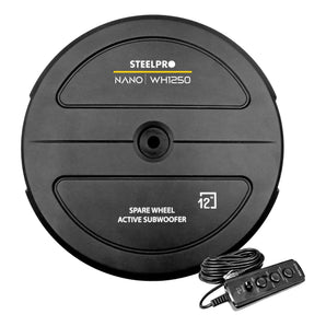 Subwoofer Amplificado 12 PuLG Llanta Repuesto Nano Steelpro Color Negro