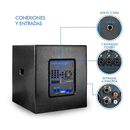 Subwoofer Profesional 3 Vías Tubalcain 18 Steelpro 1600w Color Negro
