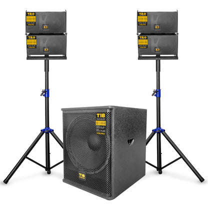 Sistema De Audio Profesional Steelpro Lineal Combo T18 Color Negro