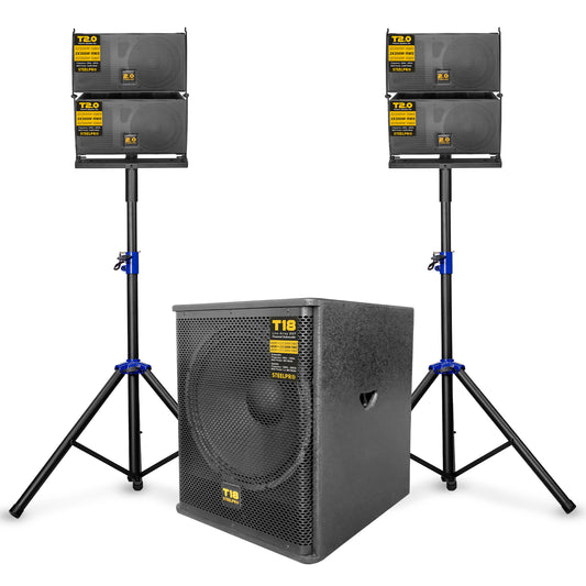 Sistema De Audio Profesional Steelpro Lineal Combo T18 Color Negro