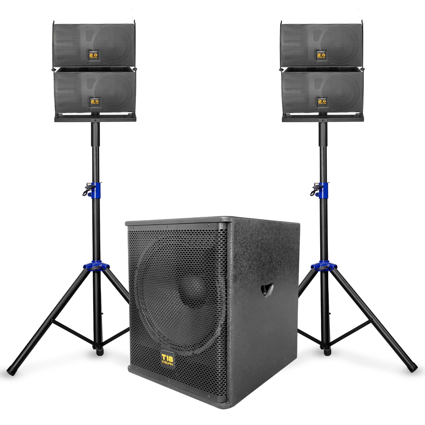 Sistema De Audio Profesional Steelpro Lineal Combo T18 Color Negro