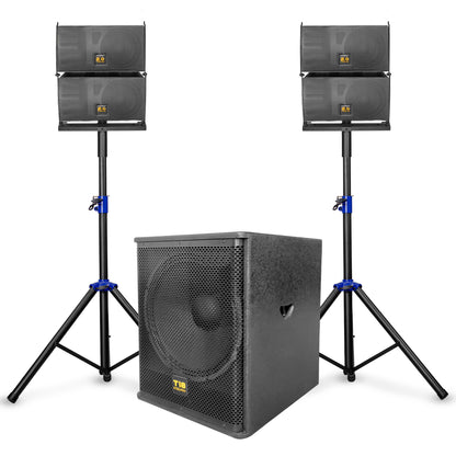 Sistema De Audio Profesional Steelpro Lineal Combo T18 Color Negro