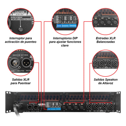 Amplificador Steelpro Audio Profesional Clase Td 4x2500w Rms