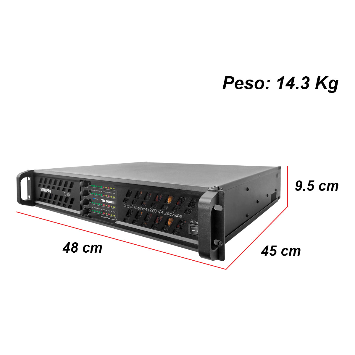 Amplificador Steelpro Audio Profesional Clase Td 4x2500w Rms