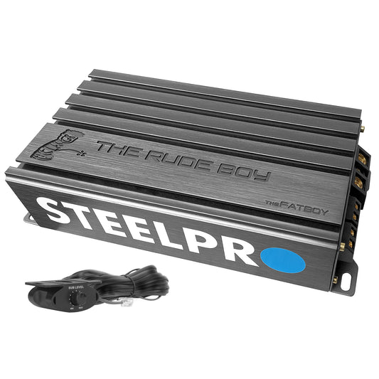 Amplificador Mini Clase D para Subwoofer Monoblock Bass 1400w/700W RMS 1 Ohm Alto Rendimiento Open SHOW, Crossover Variable, Filtro Subsonico, Control de Bajos THE FATBOY BY RUDE BOY