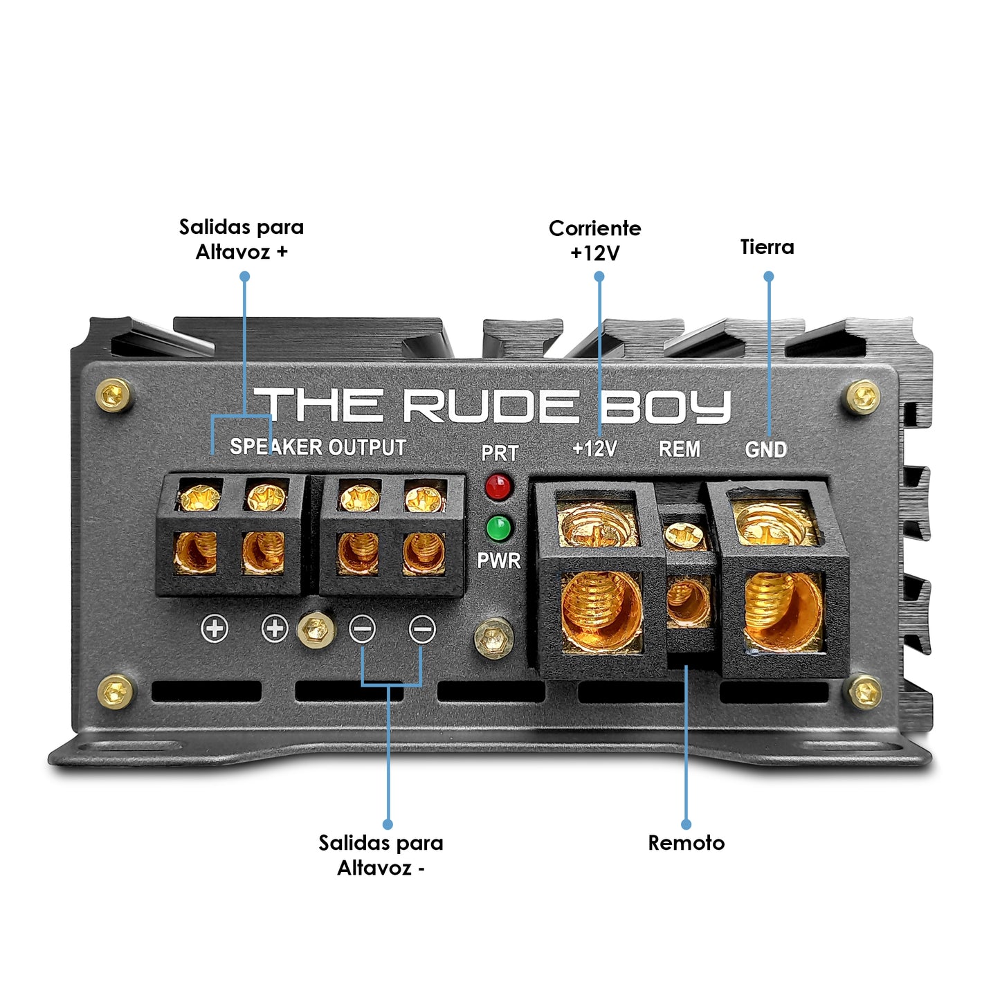 Amplificador Mini Clase D para Subwoofer Monoblock Bass 2400W MAX/1200 W x 1 RMS 1 Ohm Alto Rendimiento Open SHOW, Crossover Variable, Filtro Subsonico, Control de Bajos THE GANGSTER BY RUDE BOY