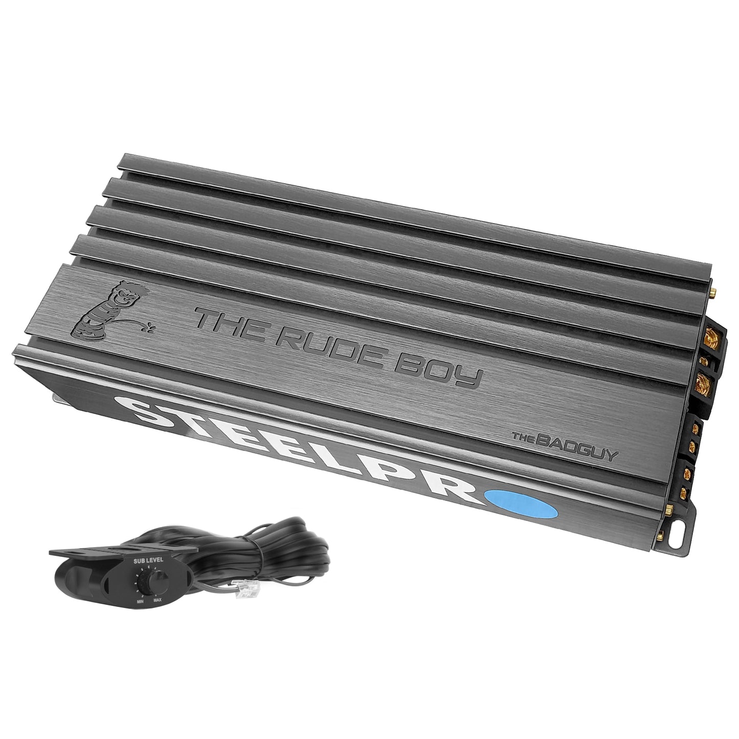 Amplificador Mini Clase D para Subwoofer Monoblock Bass 3000 W MAX / 1500 W x 1 RMS 1 Ohm Alto Rendimiento Open SHOW, Crossover Variable, Filtro Subsonico, Control de Bajos THE BADGUY BY RUDE BOY