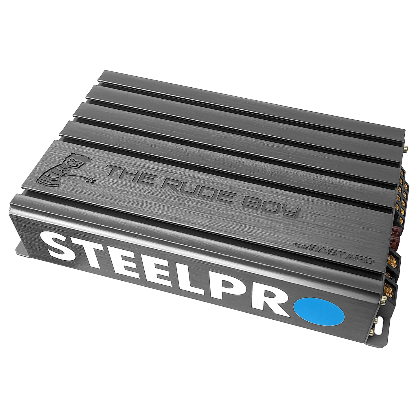 Amplificador Mini De Audio 5 Canales  Clase D, para Subwoofer y Medios Rangos , Full Range  1600W + 1000W MAX 4 Ohms , Alto Rendimiento Open SHOW, Crossover Variable,  Modo Bridge,Tecnologia  Rude Boost THE BASTARD  BY  RUDE BOY