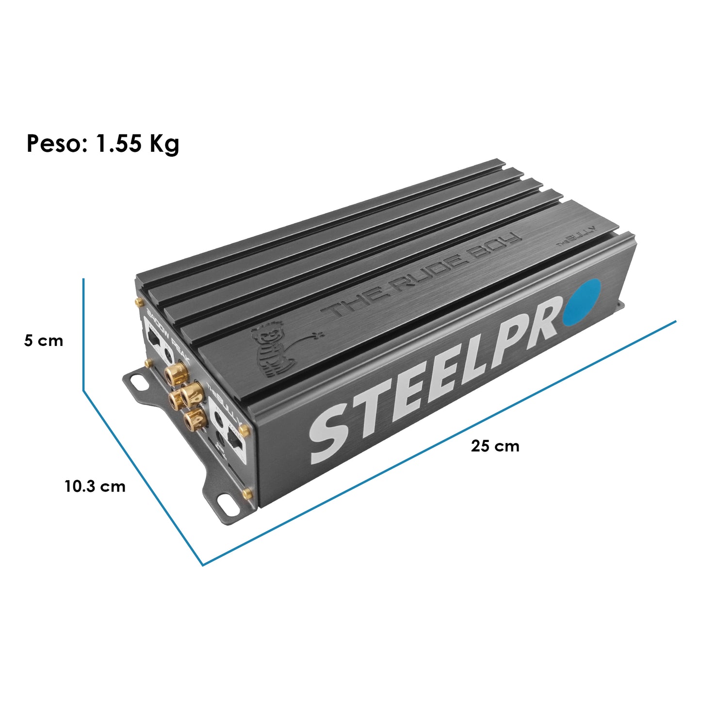 Amplificador Mini De Audio 4 Ch Clase D, Bocinas y Medios Rangos , Full Range 2400W 4/2 Ohms Estable, Alto Rendimiento Open SHOW, Crossover HPF/LPF/ FULL, Modo Bridge Conexión RCA THE BULLY RUDE BOY
