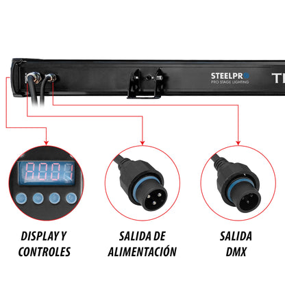 Triton-240 Barra LED Beam Exterior IP65 RGBW 24x10W | Iluminación Profesional Full Color con Control DMX de 4 a 41 Canales | Compacta y Resistente 100cm, 3.86kg para Instalación Fija o Móvil