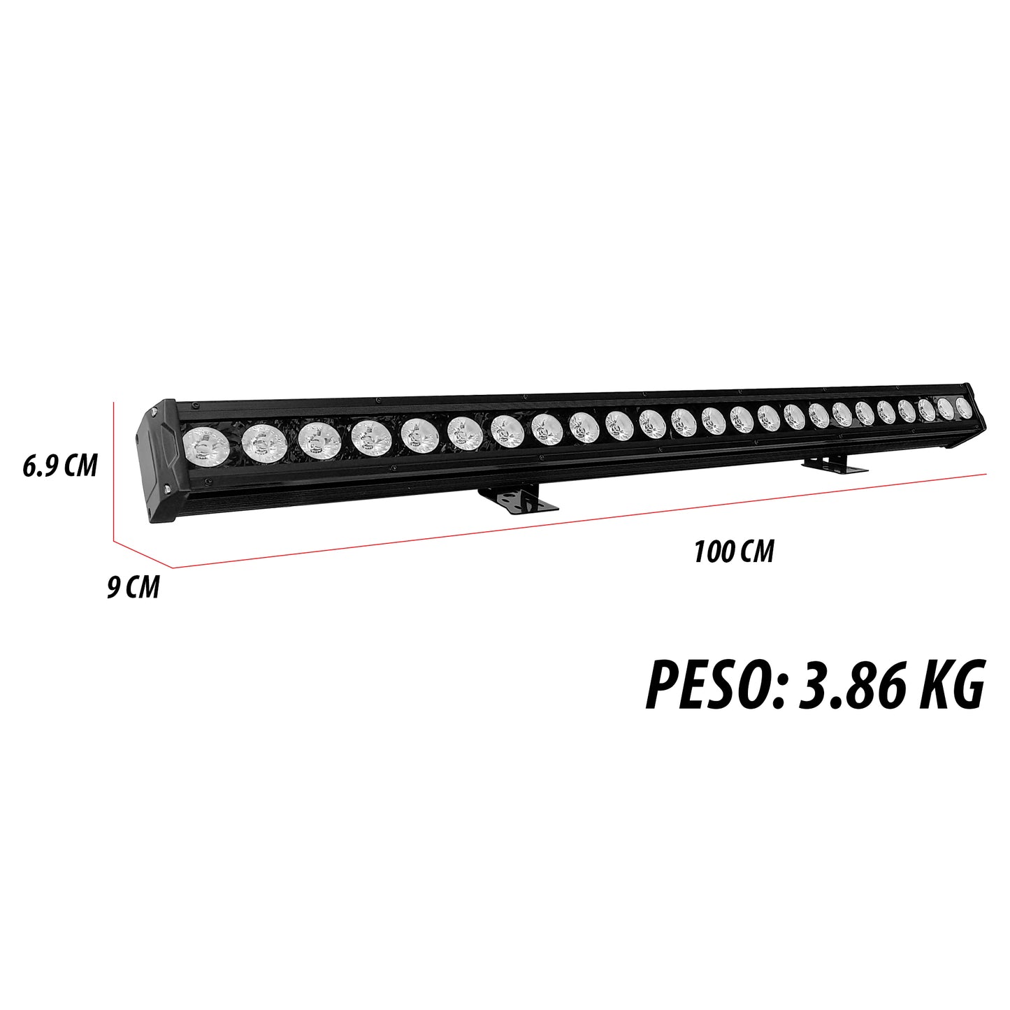 Triton-240 Barra LED Beam Exterior IP65 RGBW 24x10W | Iluminación Profesional Full Color con Control DMX de 4 a 41 Canales | Compacta y Resistente 100cm, 3.86kg para Instalación Fija o Móvil