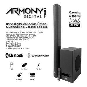 Teatro en Casa 6vias Profesional Subwoofer 6.5 Armony Steelpro