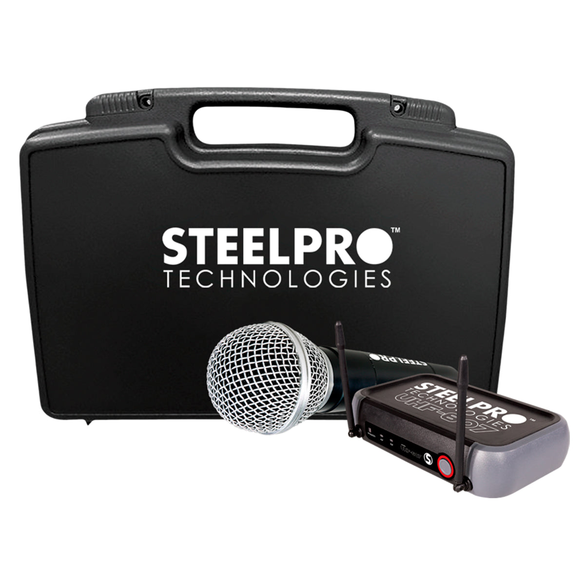 Steelpro - Micrófono Profesional - Inalambrico - Uhf-607 Color Negro