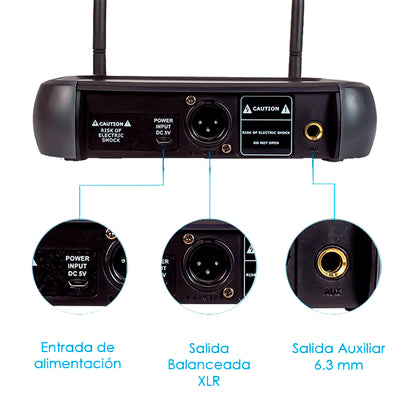 Steelpro - Micrófono Profesional - Inalambrico - Uhf-607 Color Negro