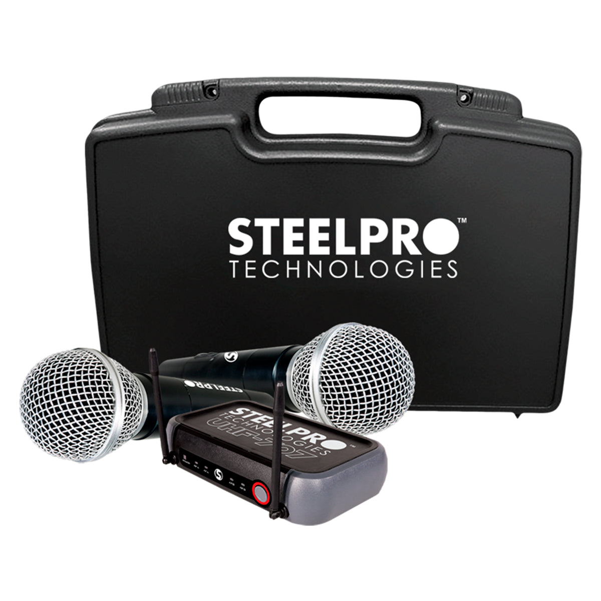 Microfono Inalambrico Kit Steelpro Uhf-707 Profesional Color Negro