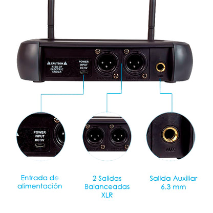 Microfono Inalambrico Kit Steelpro Uhf-707 Profesional Color Negro