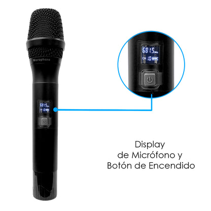 UHF-9.2GOOSE Set de Micrófono Profesional Uhf + Micrófono Cuello De Ganzo Diversity 45ch Receptor 2 Canales 100 Metros Steelpro