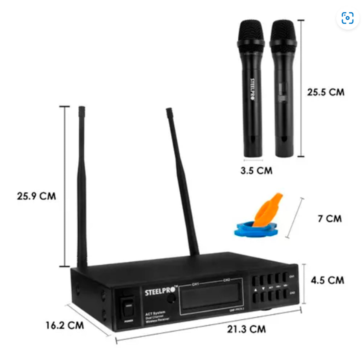 Microfono Uhf Profesional Steelpro Frecuencia Multicanal Color Negro