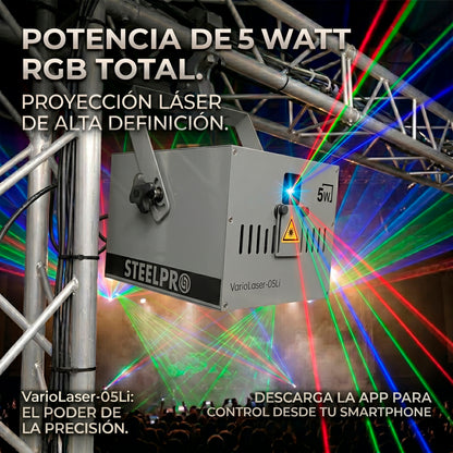 Láser Profesional Steelpro VARIOLASER-05Li Rgb 5w Control Por App Dmx 16ch