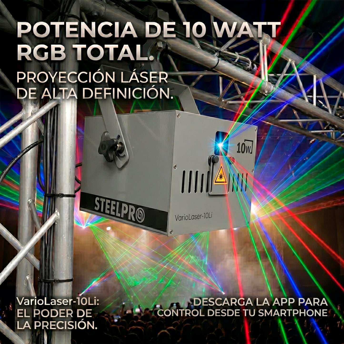 Láser Profesional Steelpro VARIOLASER-10Li Rgb 10w Control Por App Dmx 16ch