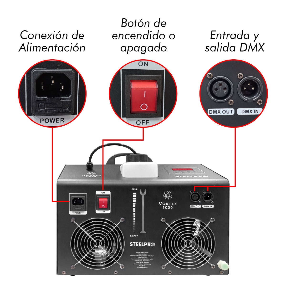 Máquina De Burbujas De Humo 18 Led/rgb Dmx 1000w Steelpro