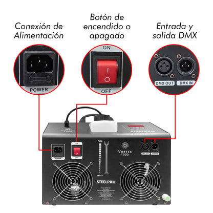 Máquina De Burbujas De Humo 18 Led/rgb Dmx 1000w Steelpro