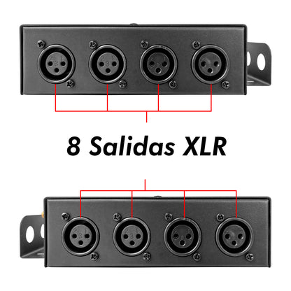Splitter Divisor De Señal Dmx 8 Salidas Dmx512 - Steelpro