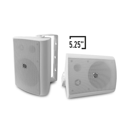 W52.50K2-W Par de Bocinas Ambientales Blancas 5.25" Pasivas 50W RMS Tweeter Seda Hi-Fi Rejilla Anticorrosión 8 Ohms Audio Profesional Steelpro