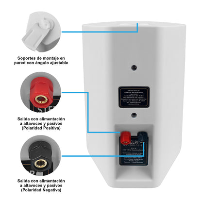 Par de Bafles de Pared Steelpro W52.50K2 5.25” 50W RMS con Tweeter Domo de Seda Hi-Fi