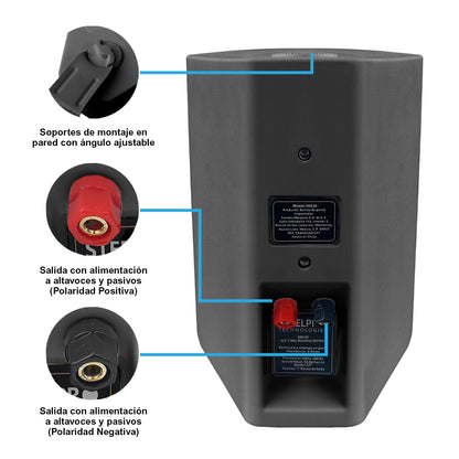 Par de Bocinas de Pared Steelpro W65.60K2-B 6.5” 100W RMS con Tweeter Domo de Seda Hi-Fi