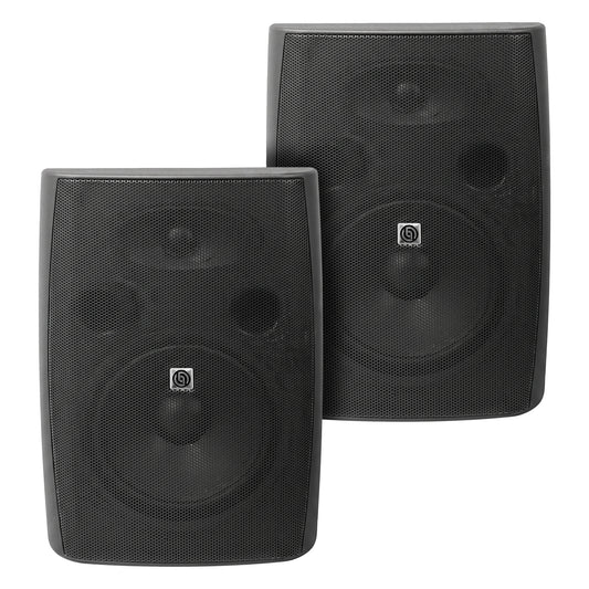 W80.100K2-B Par de Bocinas Ambientales Negras 8" Pasivas 100W RMS Tweeter Seda Rejilla Anticorrosión 8 Ohms Audio Steelpro