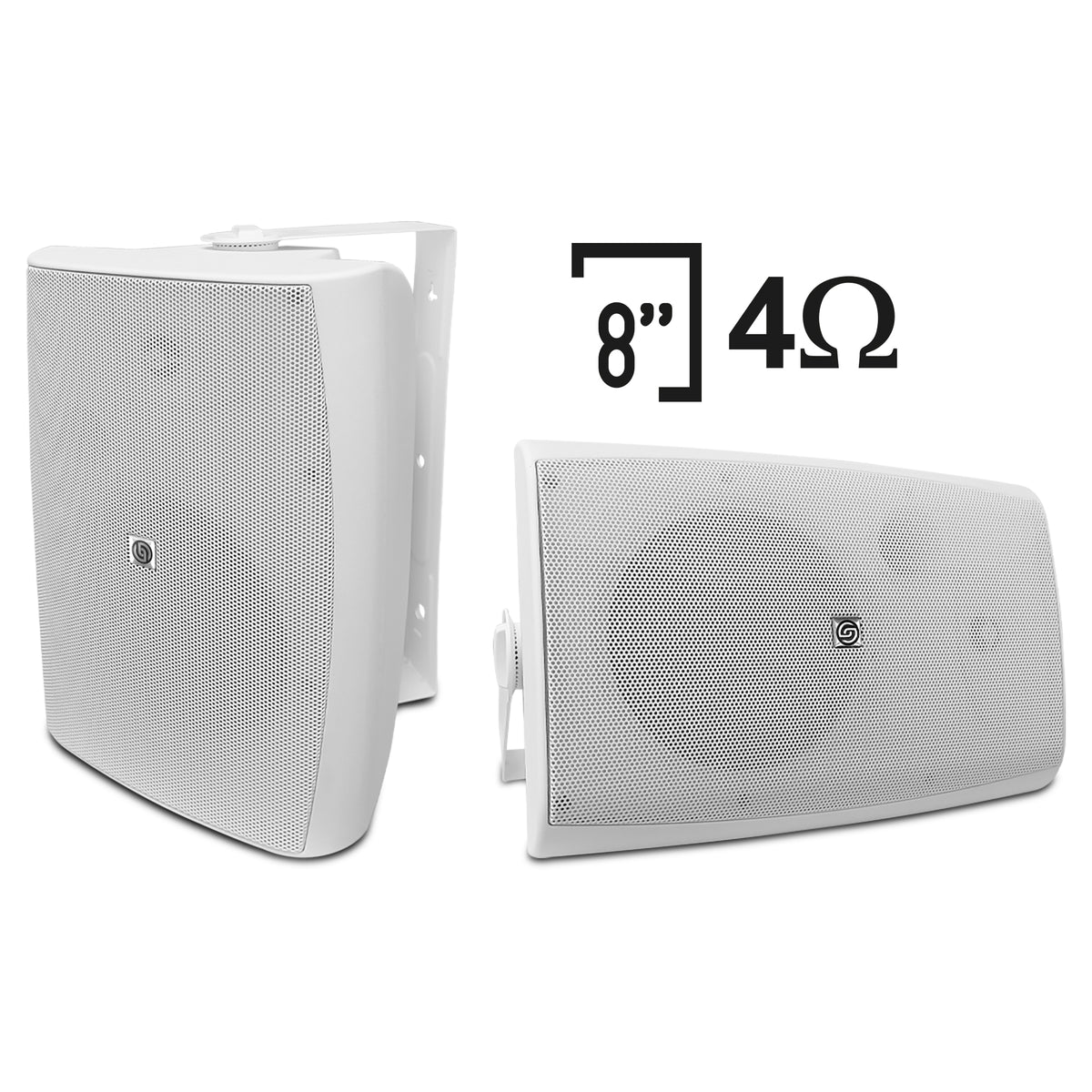 W80.100K2-W Par de Bocinas Ambientales Blancas 8" Pasivas 100W RMS Tweeter Seda Rejilla Anticorrosión 8 Ohms Audio Steelpro