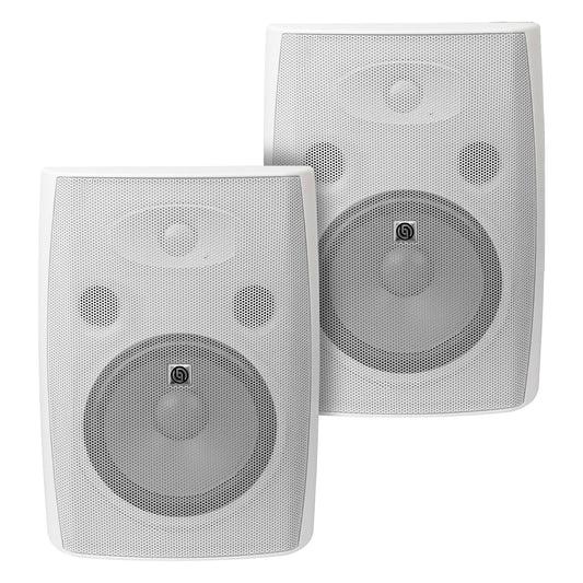 W80.100K2-W Par de Bocinas Ambientales Blancas 8" Pasivas 100W RMS Tweeter Seda Rejilla Anticorrosión 8 Ohms Audio Steelpro
