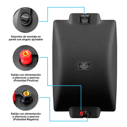 Par Bocina Bafle Ambiental Reja Anticorrosión 8pulg Steelpro Negro
