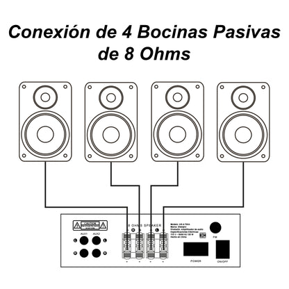 Kit Amplificador Bt 300w 4 Bocinas Ambiental 6.5 By Steelpro Blanco 300 W