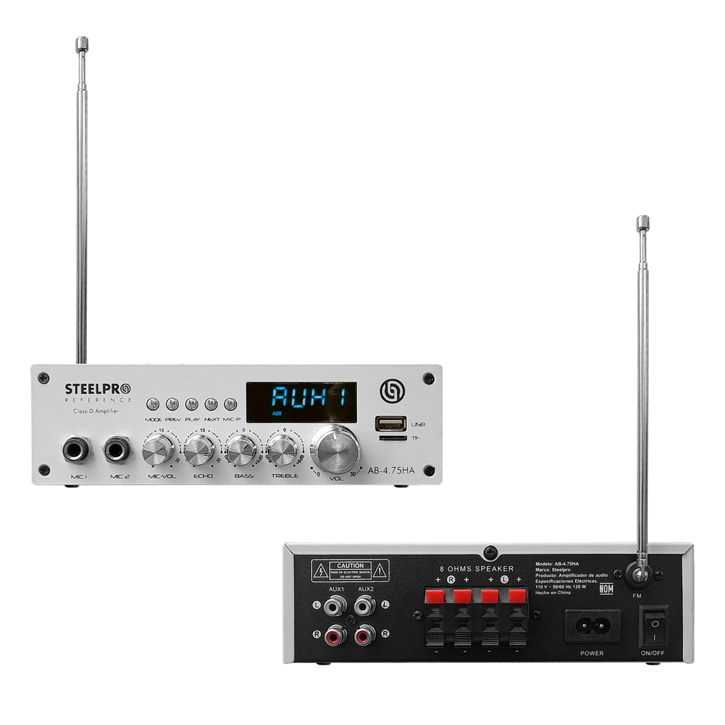 Kit Amplificador Bt 300w 4 Bocinas Ambiental 6.5 By Steelpro Blanco 300 W