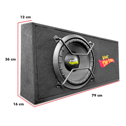 Cajón Subwoofer Amplificado 12puLG Spl Alta Presión Steelpro Color Negro