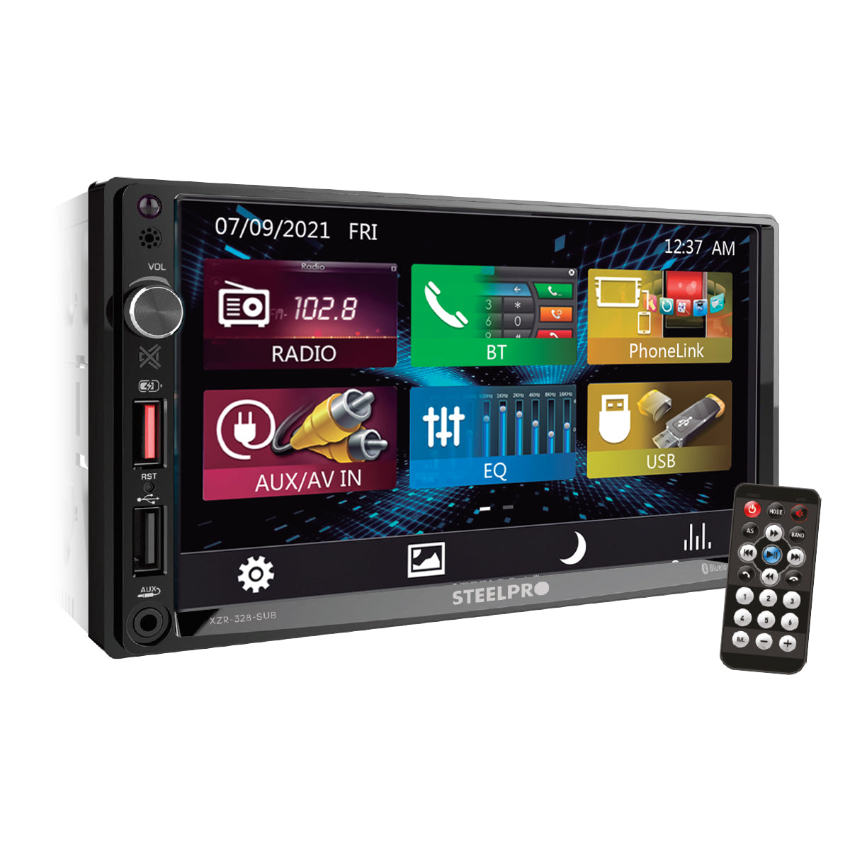 XZR-328-SUB Autoestéreo Pantalla Táctil 2 Din Mirror Link Bluetooth USB FM Steelpro