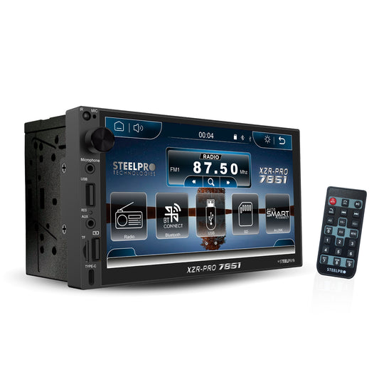 Autoestéreo Pantalla Led Tactil Mirror Link 7 Pulgadas 95 X watts max Con Ecualizador / Salida de Subwoofer, 9 RCA + Bluetooth Steelpro Compatible Con Ios Y Android Car Play Con Camara De Reversa