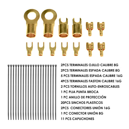 Kit De Instalación Para Amplificador Calibre 8 Steelpro subwoofer Auto Camioneta o bocinas