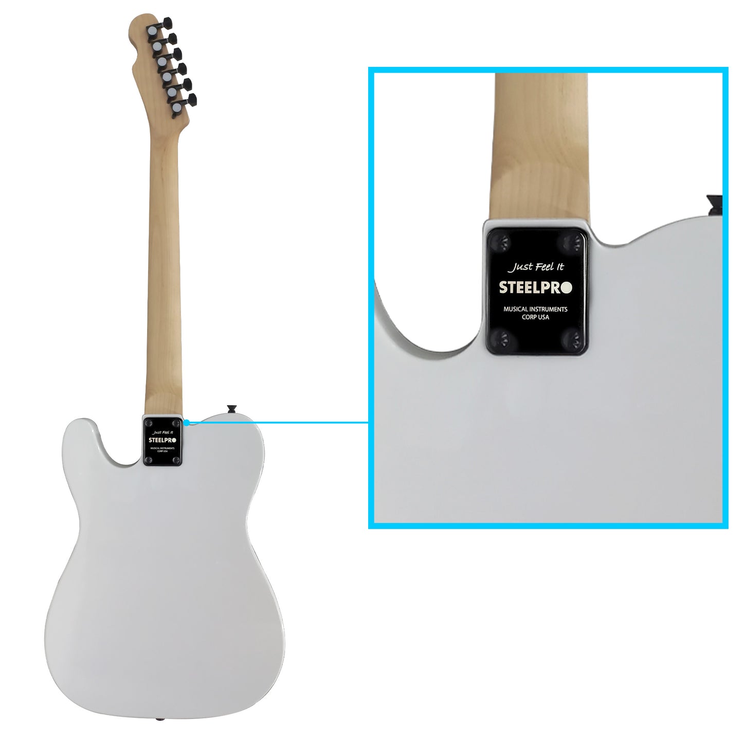 048-SK Kit Guitarra Eléctrica White Con Amplificador 20W y Accesorios Para Diestros Jethro By Steelpro