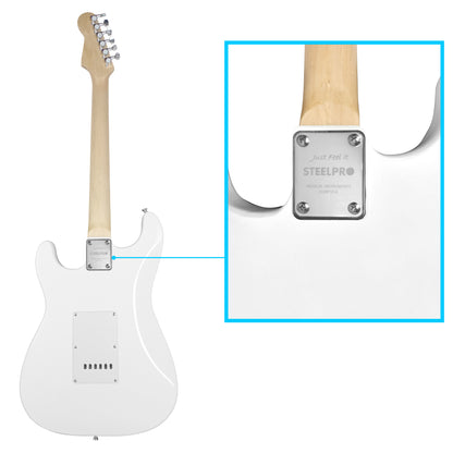 023-SK Kit Guitarra Eléctrica White Con Amplificador 20W y Accesorios Para Diestros Jethro By Steelpro